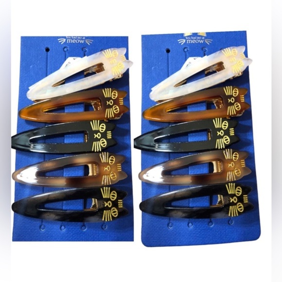 10piece cat themed “you had me at meow” assorted hair clips new - Picture 1 of 16